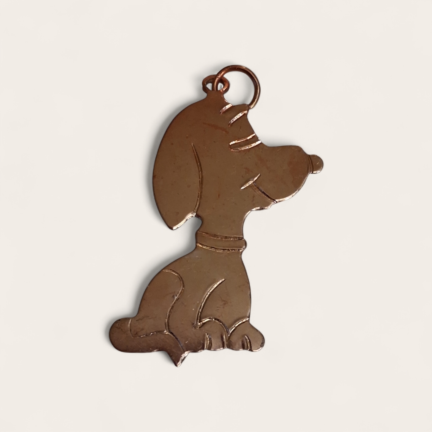 Vintage Brass Peanuts Snoopy Dog Charm Pendant Damaged